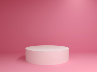 3d render abstract geometry shape podium scene with pink background for display and product