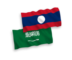 Flags of Saudi Arabia and Laos on a white background