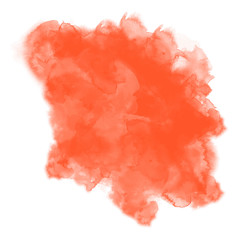 Dry orange watercolor splash. Textured vector illustration. Stain background. EPS 8. 