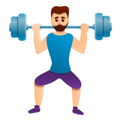 Obraz premium Barbell gym coach icon. Cartoon of barbell gym coach vector icon for web design isolated on white background
