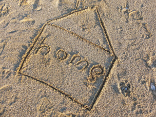 House painted on the sand 