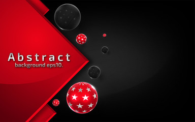 ball 3d abstract modern  background dark black metal steel with luxury VIP and red color with line silver Sparkles glitter and gradient decoration shapes geometric Polished vector , design elements
