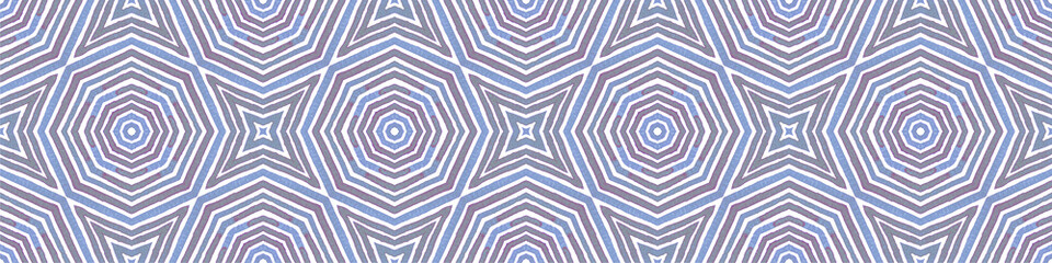 Blue Seamless Border Scroll. Geometric Watercolor 