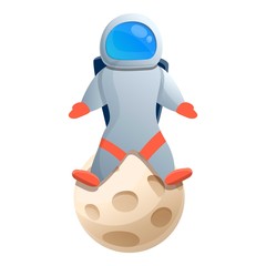 Astronaut on moon icon. Cartoon of astronaut on moon vector icon for web design isolated on white background