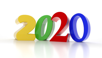 Colorful 2020 on a white background