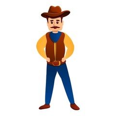 Serious cowboy icon. Cartoon of serious cowboy vector icon for web design isolated on white background