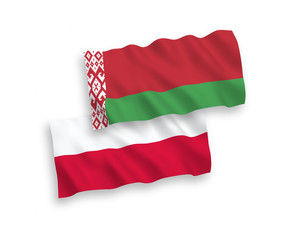 Flags of Belarus and Poland on a white background