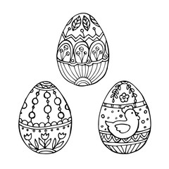 Vector illustration. Easter Eggs. Coloring. Doodle style.