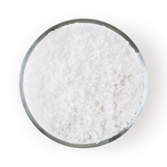 Obraz na płótnie Canvas Sea salt in glass bowl isolated on white background with clipping path