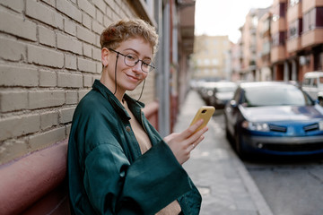 Portrait of a pretty woman in the street