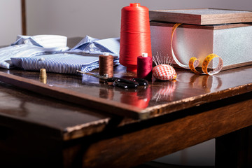 view of a tailored suit from a tailor in his studio
