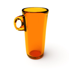 Orange transparent cup isolated on a white background