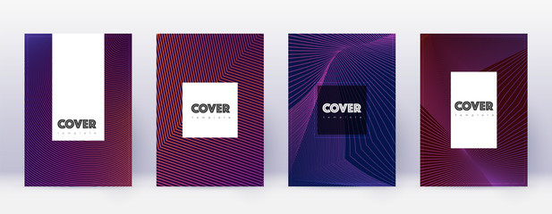 Hipster brochure design template set. Violet abstr