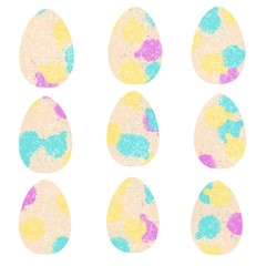 set of easter eggs with colorful splash isolated on white