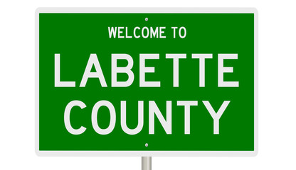 Rendering of a green 3d highway sign for Labette County