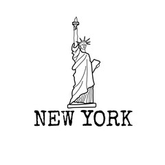 Statue of liberty. New York simbol. Line drawing. Vector sketch illustration