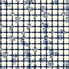 Little cute flowers pattern with geometric shapes. Squares. Floral background. - illustration