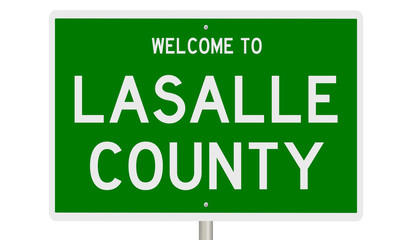 Rendering of a green 3d highway sign for LaSalle County