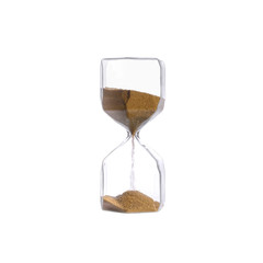 Hourglass gold sand glass isolated on white background