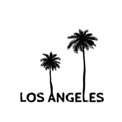Los Angeles symbol line drawing with palm tree silhouette. Vector illustration