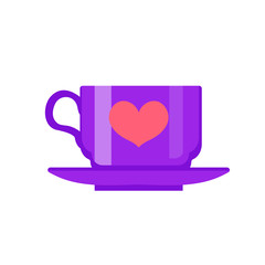 Cup with heart, flat design. Isolated on white background. Vector illustration, clip art