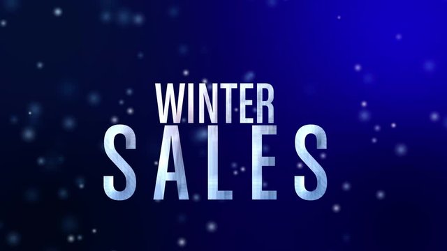 winter sales text, blue sky and snow background