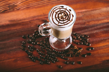 Cup of coffee latte for lefties 