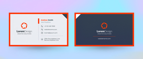 Double-sided horizontal business card template. Vector mockup illustration. Stationery design. Halftone texture