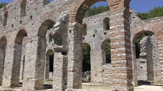 Impressions of the Ancient town Butrint (Buthrotum) - touristic attraction in Albania. Summertime traveling. Amazing original old town with fantastic stone architecture.