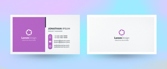 Double-sided horizontal business card template. Vector mockup illustration. Stationery design. Halftone texture