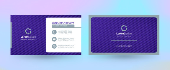 Fototapeta na wymiar Double-sided horizontal business card template. Vector mockup illustration. Stationery design. Halftone texture