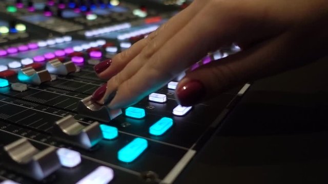 Digital audio production console. live show.
