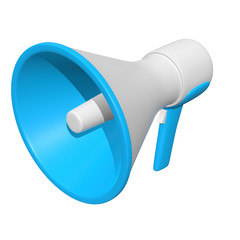 Megaphone or bullhorn for amplifying voice for protests rallies or public speaking. 3d render isolated on white.