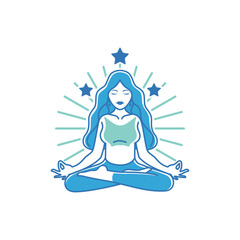 woman in yoga pose on white background