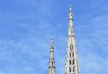 Zagreb cathedral towers in the sky