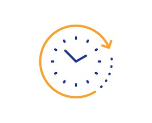 Clock sign. Time change line icon. Watch symbol. Colorful outline concept. Blue and orange thin line time change icon. Vector