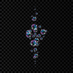 Colorful soap  bubbles with rainbow reflection.