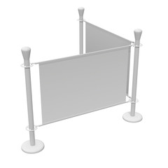 Obraz premium Blank Banner Stand. Trade show booth white and blank. 3d render isolated on white background. High Resolution Template for your design.