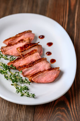 Slices of duck breast