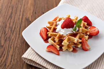 viennese waffles with strawberry