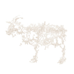 giclé du lait en forme de chèvre , lait, production laitière, création, chèvre laitière, forme, liquide, calcium, ferme, de profile, 3d, entrelacé