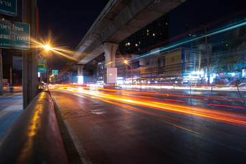 Fototapeta na wymiar Long exposure traffic in Bangkok, Thailand