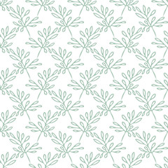 leaves seamless pattern in scandinavian style. pastel doodle background hand drawn style.