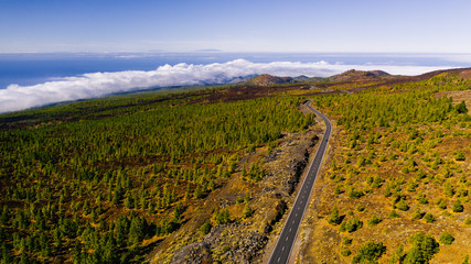 Naklejka premium Malownicze ujęcie z góry suchej wulkanicznej powierzchni wokół Teide, najwyższej góry Hiszpanii
