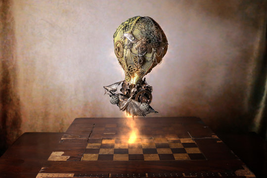 Steampunk viaggio in mongolfiera in giro per il mondo