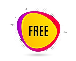 Free symbol. Banner text shape. Special offer sign. Sale. Geometric vector banner. Free text. Gradient shape badge. Halftone pattern. Vector