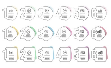 Fototapeta premium Currency, Growth chart and Pie chart line icons set. Infographic timeline. Loan percent, Payment methods and Update data signs. Euro and usd, Upper arrows, Presentation graph. Piggy bank. Vector