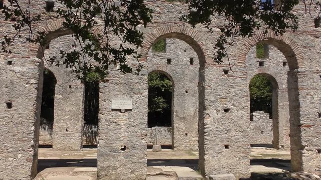Impressions of the Ancient town Butrint (Buthrotum) - touristic attraction in Albania. Summertime traveling. Amazing original old town with fantastic stone architecture.