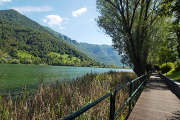 Footpath along Lake Endine, Province of Bergamo, Italy.