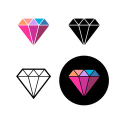 Fototapeta na wymiar Diamond fashion logo. Colorful brilliant stone side view icon.